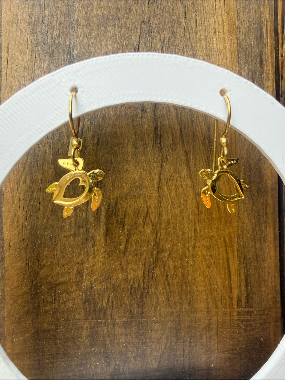 Gold Turtle Charm Drop Earrings - Women's Jewelry